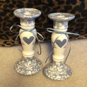 Country Chic Farmhouse Candlestick Holders